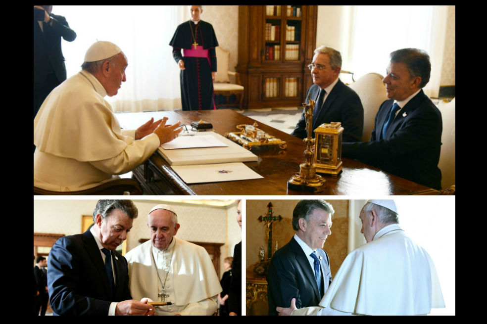 Encuentro entre el papa Francisco, el presidente Santos y Álvaro Uribe en imágenes