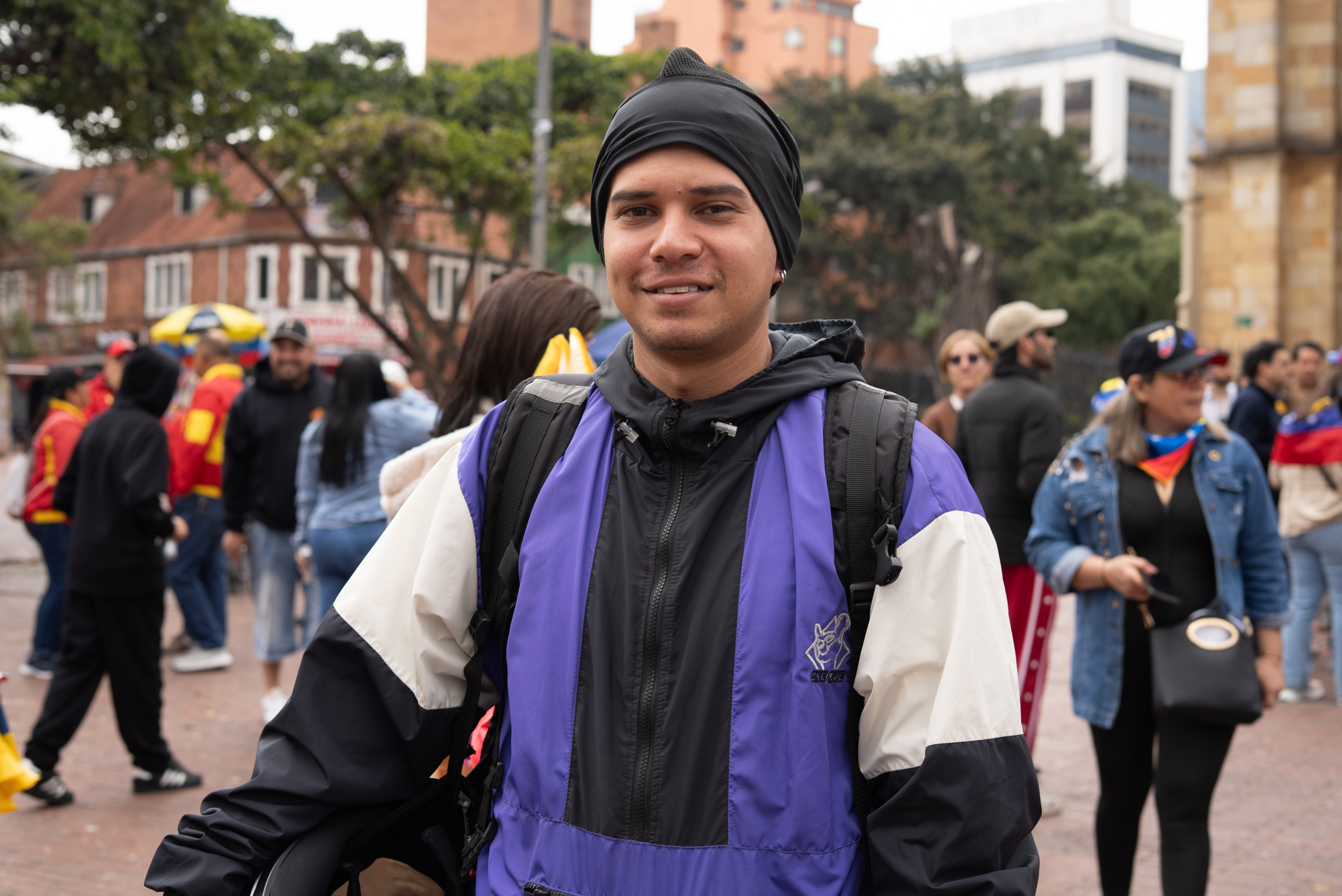 Manifestación en la Plaza de Lourdes, en Bogotá.