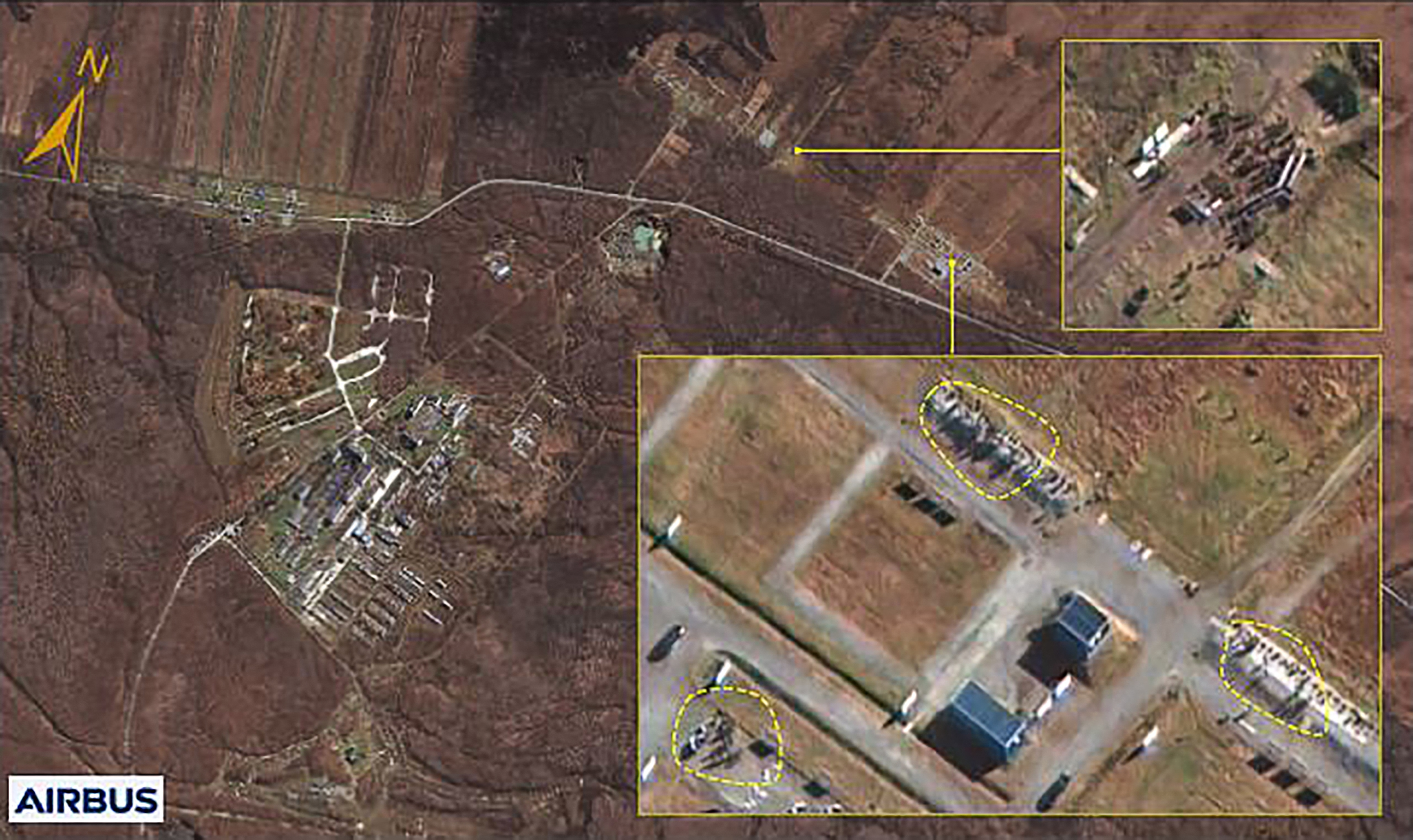 This handout from South Korea's National Intelligence Service released on October 18, 2024 shows a satellite image by Airbus Defence and Space of Russia's Khabarovsk military facility, where the NIS said North Korean personnel gathered within the training ground on October 16, 2024.