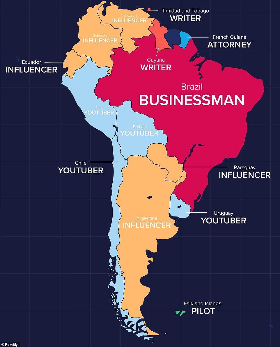 Oficios más buscados en Google en América del Sur.