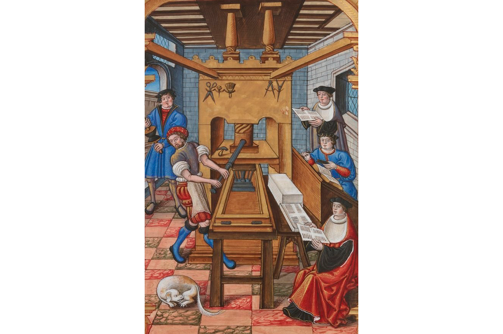 El alemán Johannes Gutenberg se inventó  la imprenta con tipos móviles de plomo. El primer libro impreso con tipografía móvil fue la Biblia de 42 líneas.