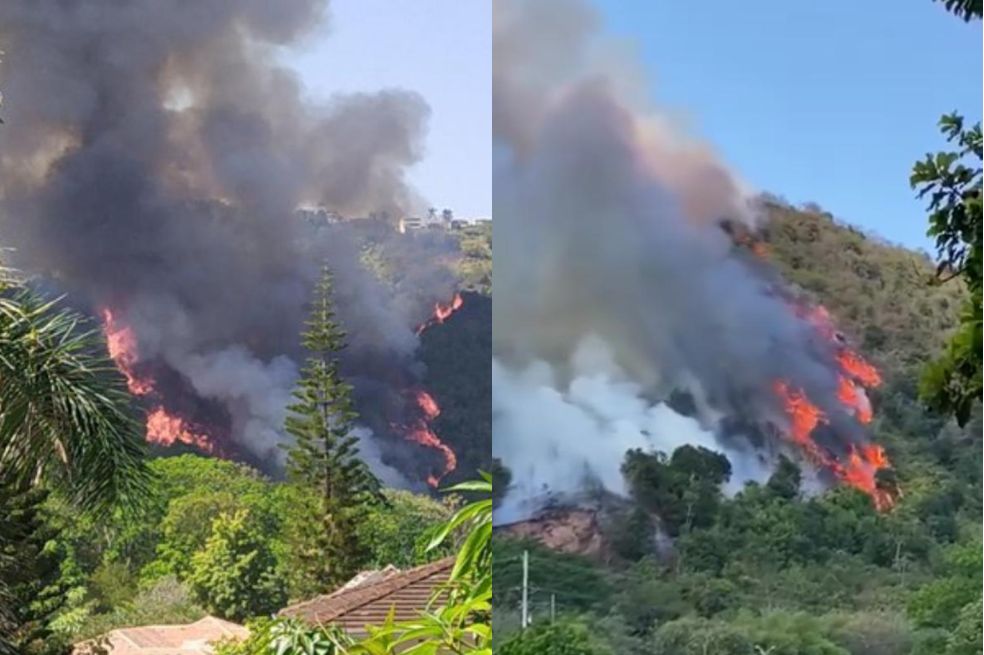 La vía entre Floridablanca y Piedecuesta continúa amenazada por un incendio forestal