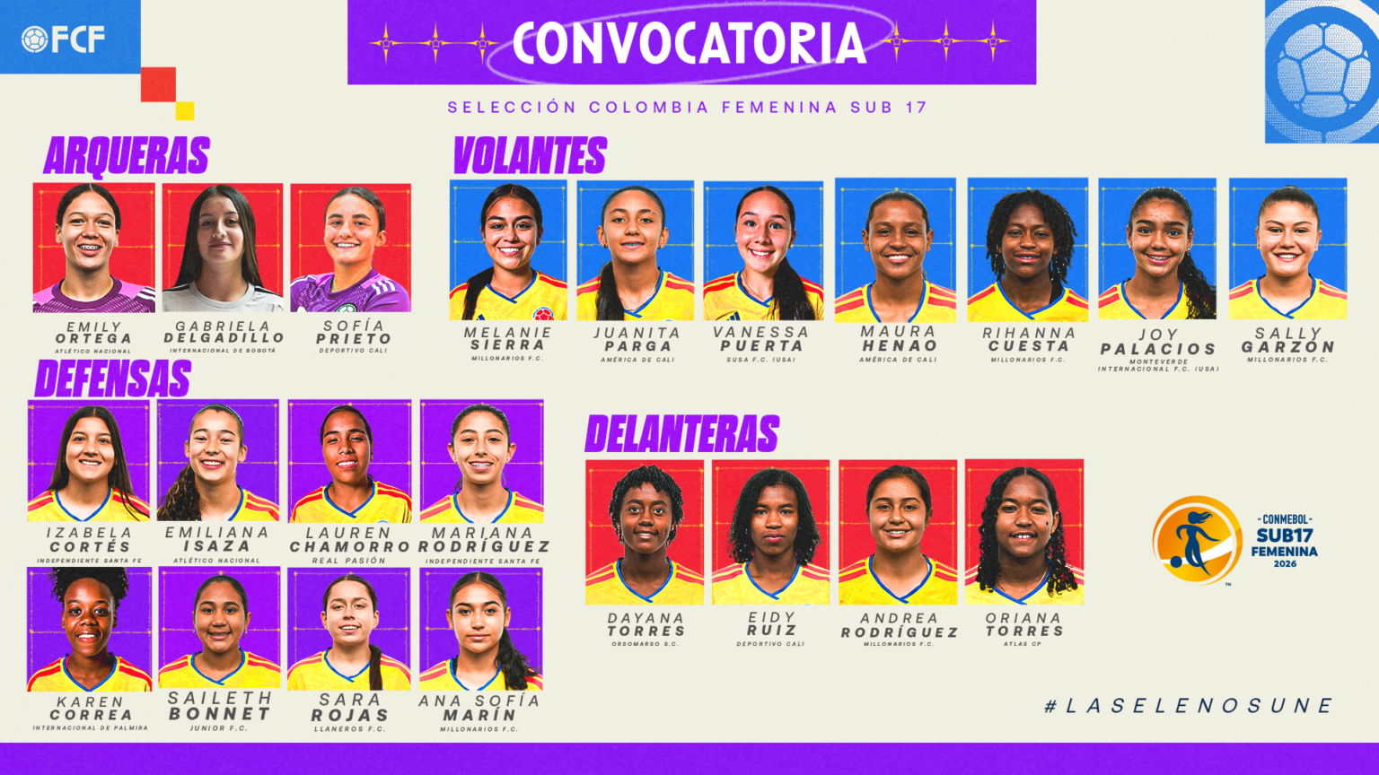Ellas son las elegidas: convocatoria de la selección femenina Sub-17 de Colombia