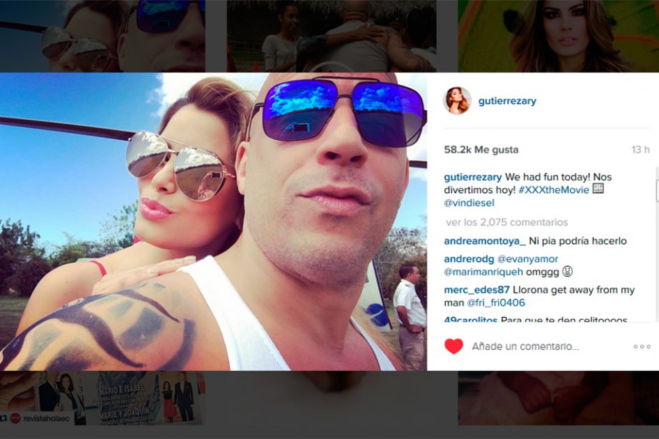 Foto de Ariadna Gutiérrez y Vin Diesel publicada en Instagram.
