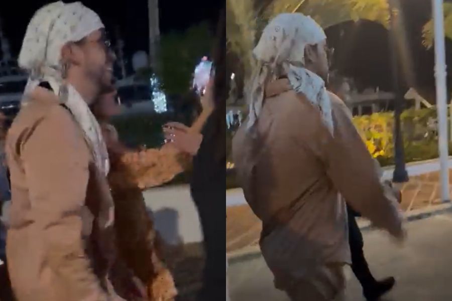 Video: Bad Bunny le tiró el celular a una fan que le pidió una foto