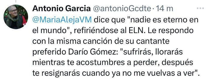 La cuenta de Twitter de Antonio García fue suspendida.