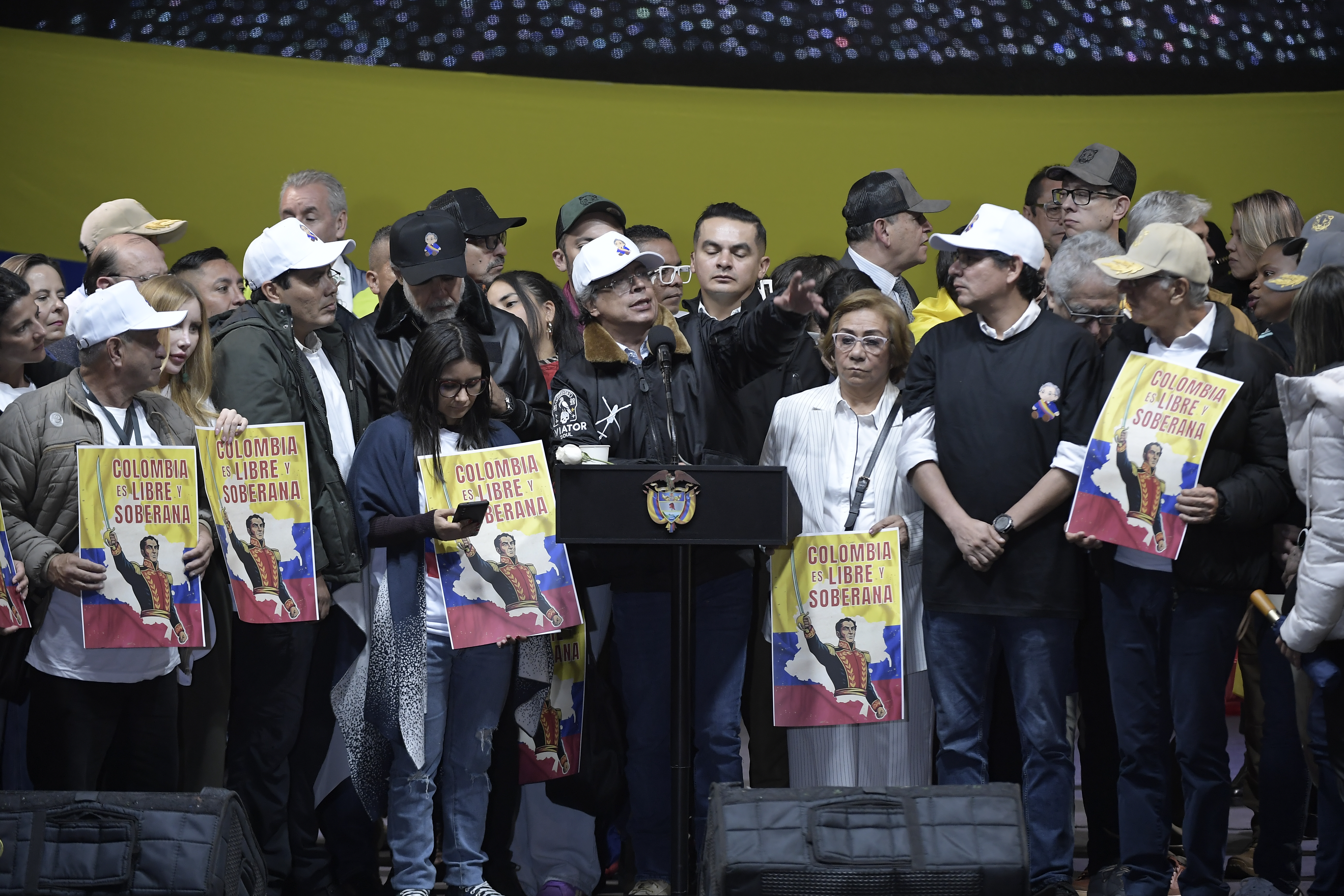 Presidente de Colombia,  lideró este 7 de enero, en Bogotá, una nueva concentración que convocó para rodear a su Gobierno en medio de las amenazas que lanzó en su contra el mandatario de Estados Unidos, Donald Trump.