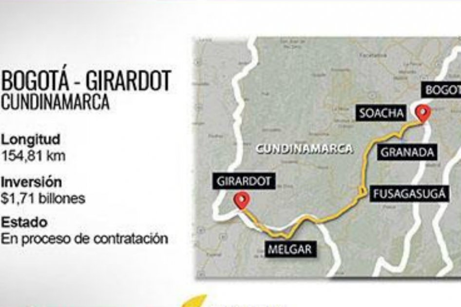 En proceso licitación para construir dos carriles más en vía Bogotá-Girardot