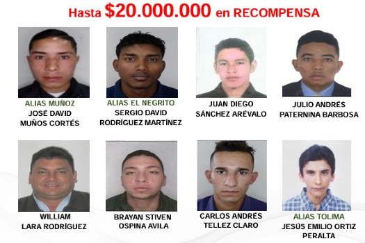 Revelan cartel de los más buscados en la Sabana: hasta COP 20 millones de recompensa