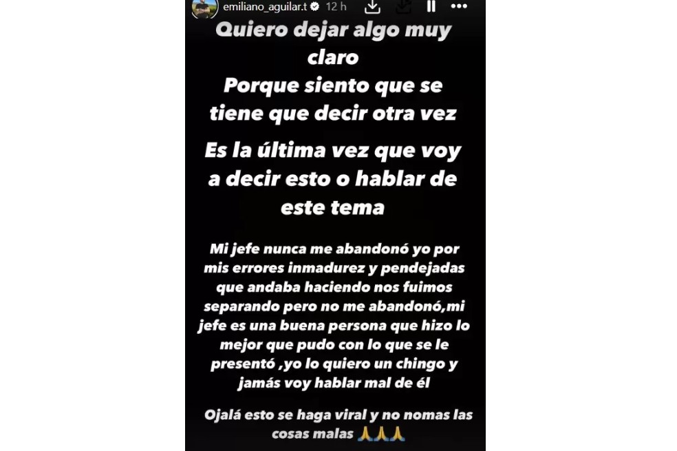 Mensaje de Emiliano Aguilar.