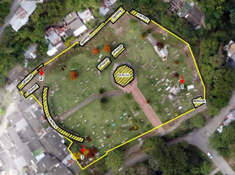 Mapa con la disposición de la JEP para el cementerio de Dabeiba.
