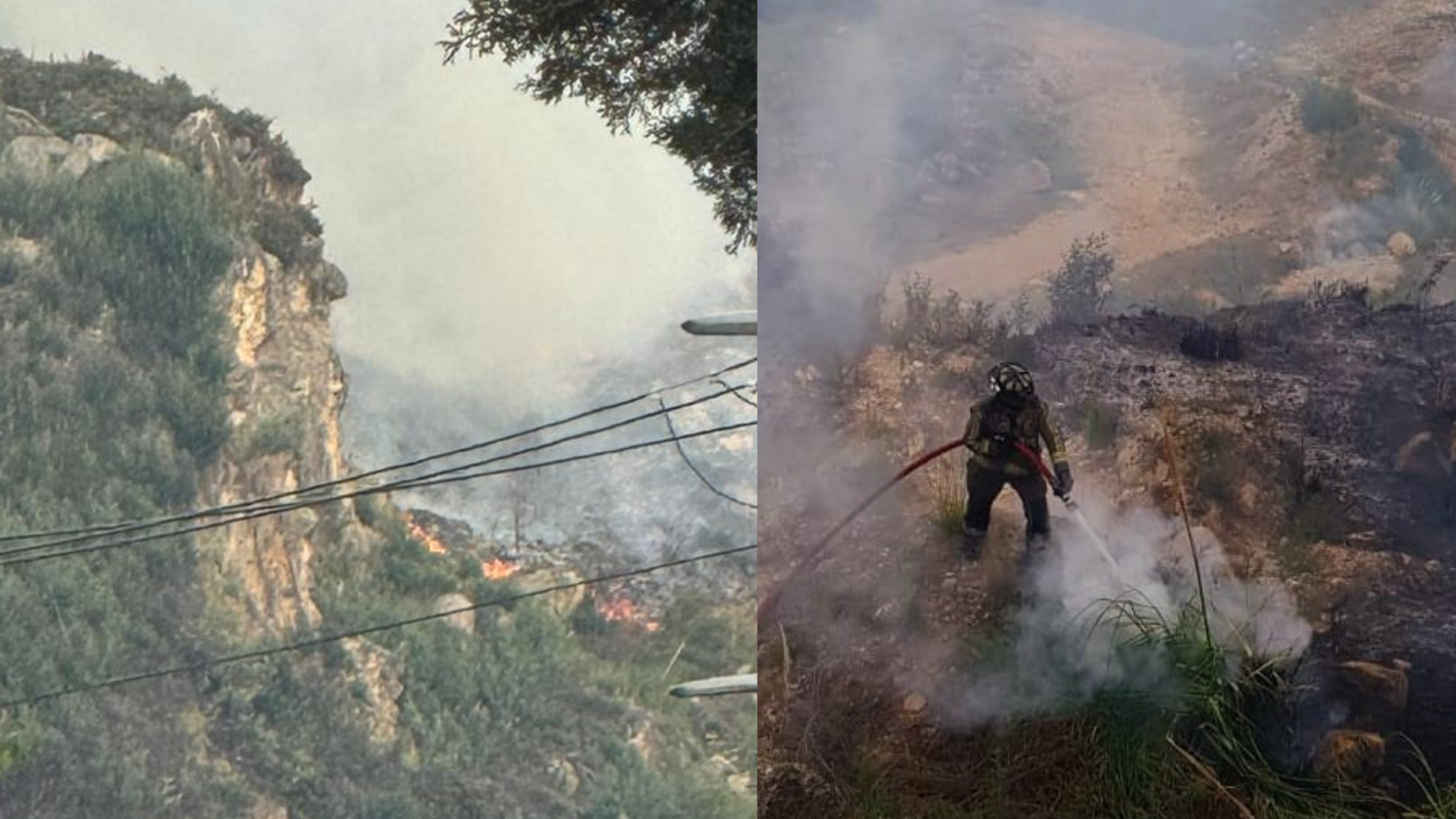Bomberos atienden quemas forestales en el sur y norte de Bogotá