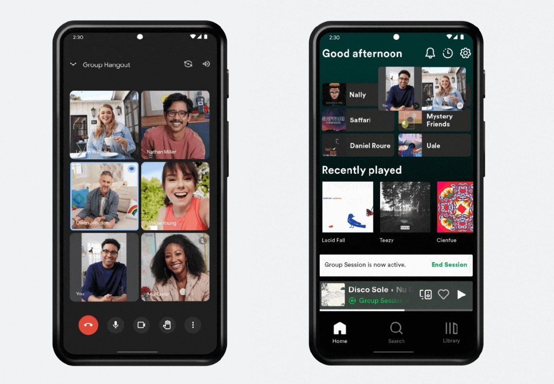 YouTube y Spotify tendrán sesiones colaborativas en Google Meet, en tiempo real