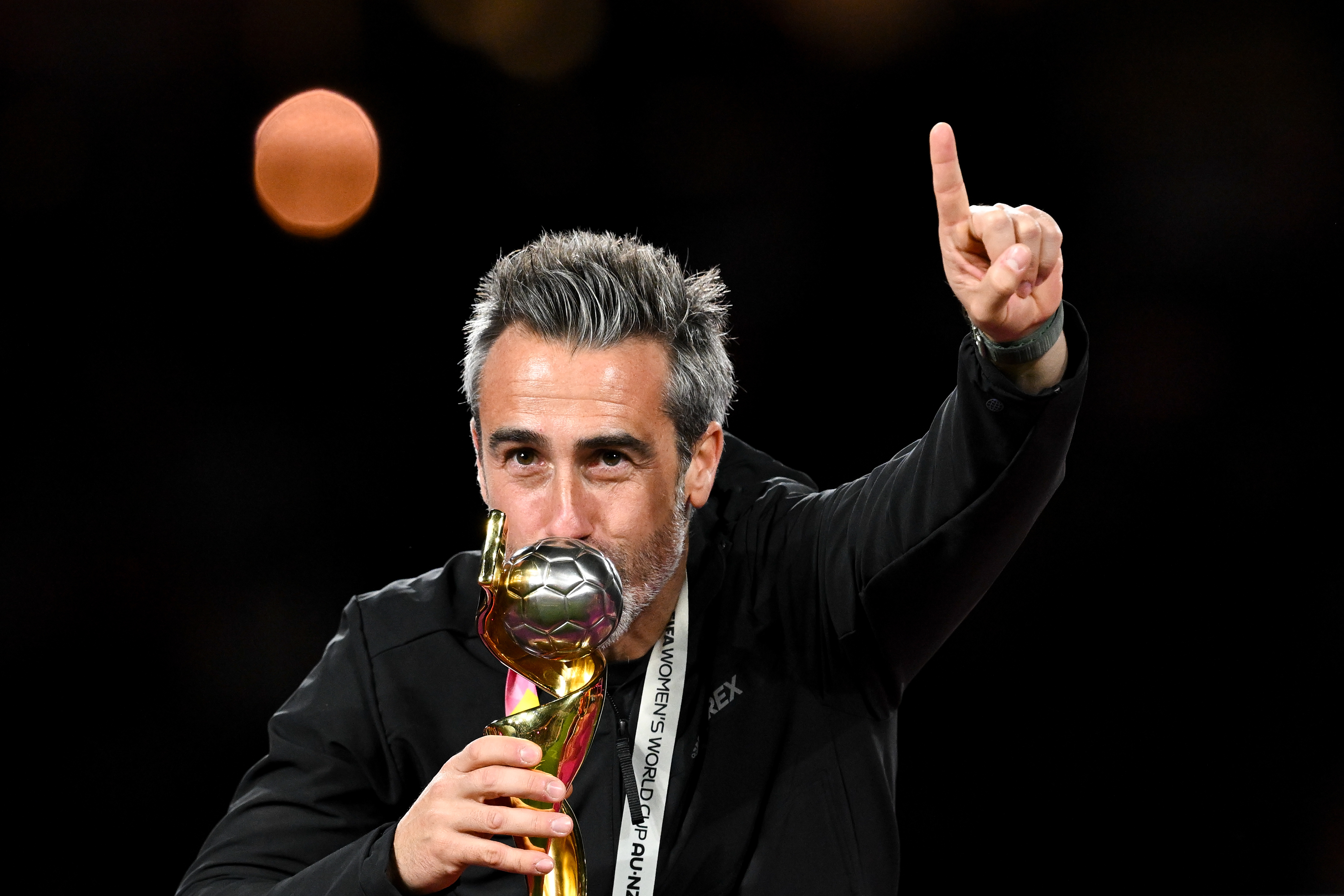 Sydney (Australia), 20/08/2023.- (FILE) - Spain'Äôs head coach Jorge Vilda kisses the winner'Äôs trophy after winning the FIFA Women's World Cup 2023 Final soccer match between Spain and England at Stadium Australia in Sydney, Australia, 20 August 2023 (reissued 05 September 2023). Spanish football federation RFEF has dismissed Jorge Vilda as the women's national team's head coach and technical director, according to a statement by the RFEF published on 05 September 2023. (Mundial de Fútbol, España) EFE/EPA/DEAN LEWINS AUSTRALIA AND NEW ZEALAND OUT