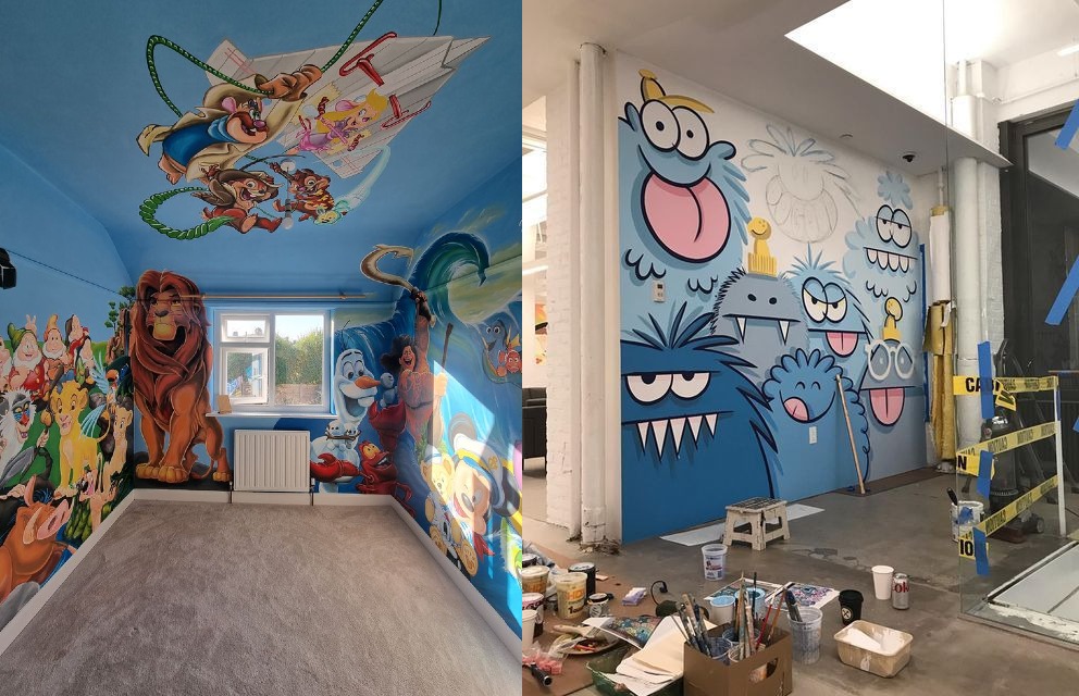 Un mural temático puede transformar completamente una habitación.