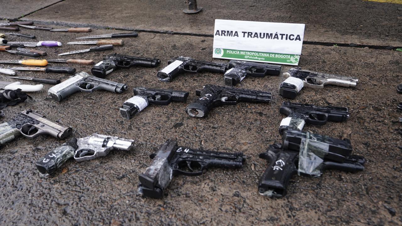 1.009 armas de fuego han sido incautadas en Bogotá durante el 2022