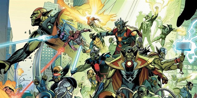 En Capitana Marvel, la guerra se describe como una matanza de Skrulls, con los Kree tratando de exterminarlos. Esta versión es diferente a lo que se ve en los cómics, ya que ambas partes están mucho más igualadas y se mueven en una escala de gries. Es decir, no hay ni buenos ni malos. La guerra entre Kree y Skrulls en la película es una historia propia, con Danvers, Mar-Vell, Fury, la Inteligencia Suprema y Ronan siendo los únicos personajes que aparecen en ambas versiones, aunque de maneras completamente diferentes.