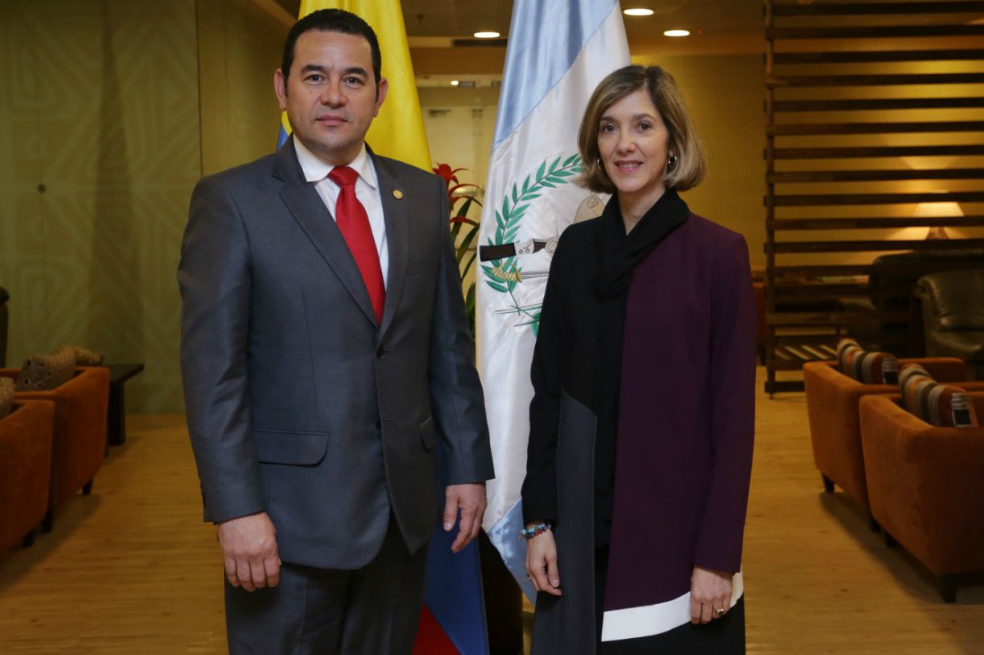 Presidente de Guatemala, Jimmy Morales y Patti Londoño, viceministra de Relaciones Exteriores. / Cortesía 