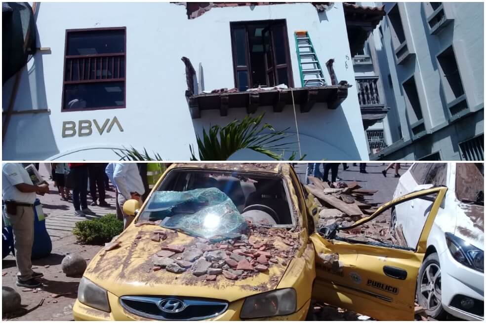 Taxista resultó herido tras desplome de un balcón en el centro histórico de Cartagena