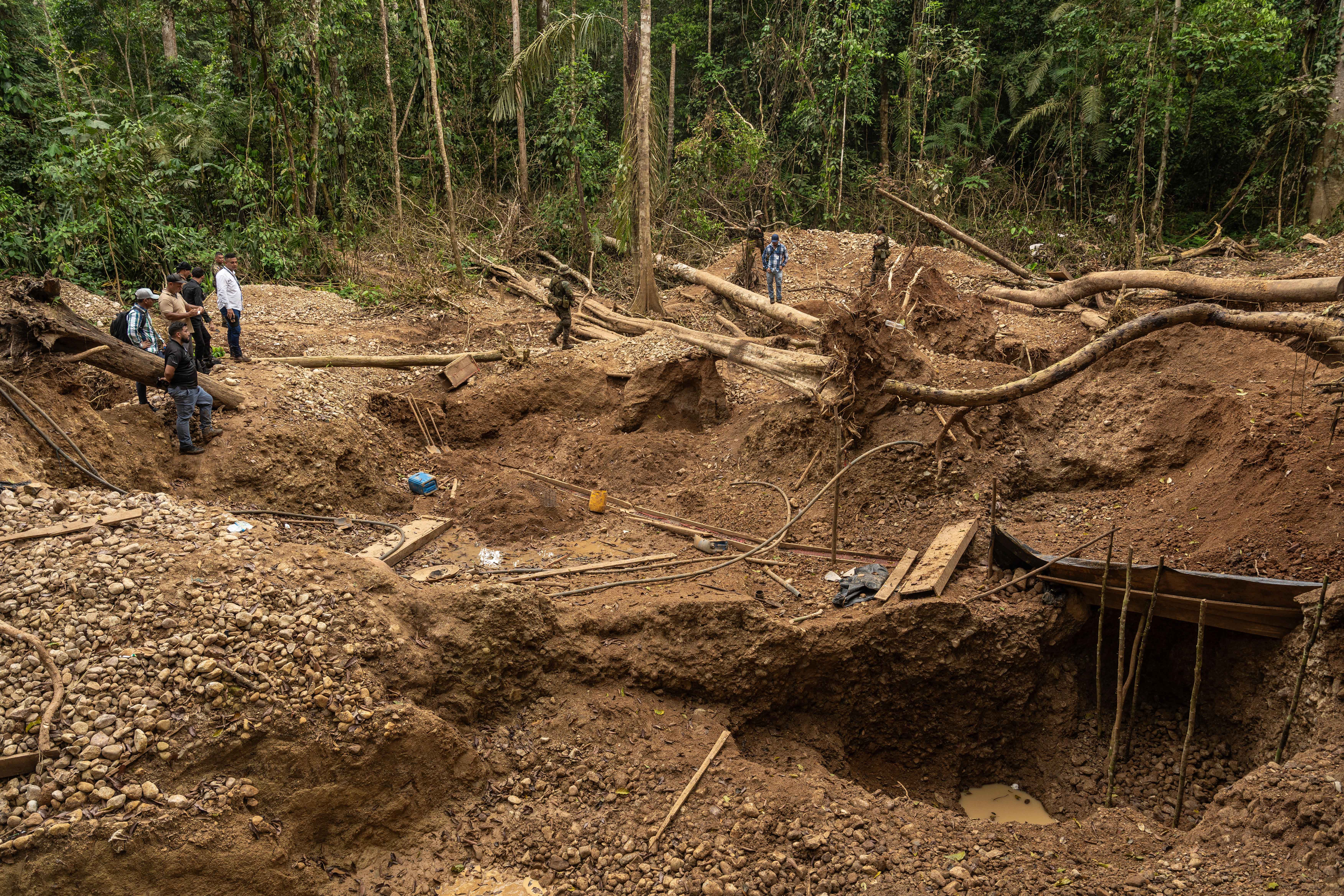 General view of an illegal gold mine in the Darien jungle near the Colombian border, Panama on January 30, 2025.