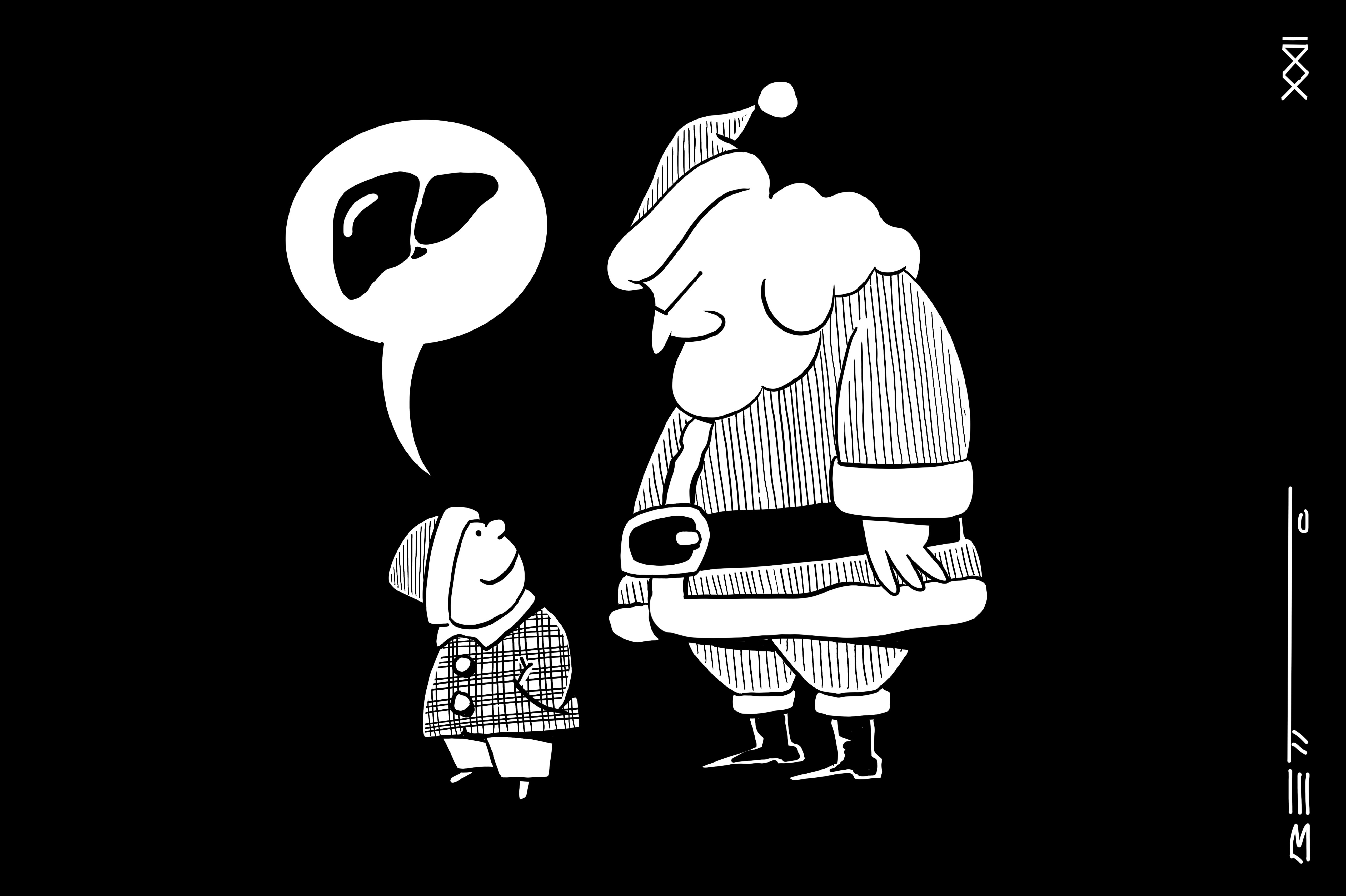 La caricatura de Betto en la que un niño le pide a Santa Claus un nuevo hígado, publicada el año pasado.