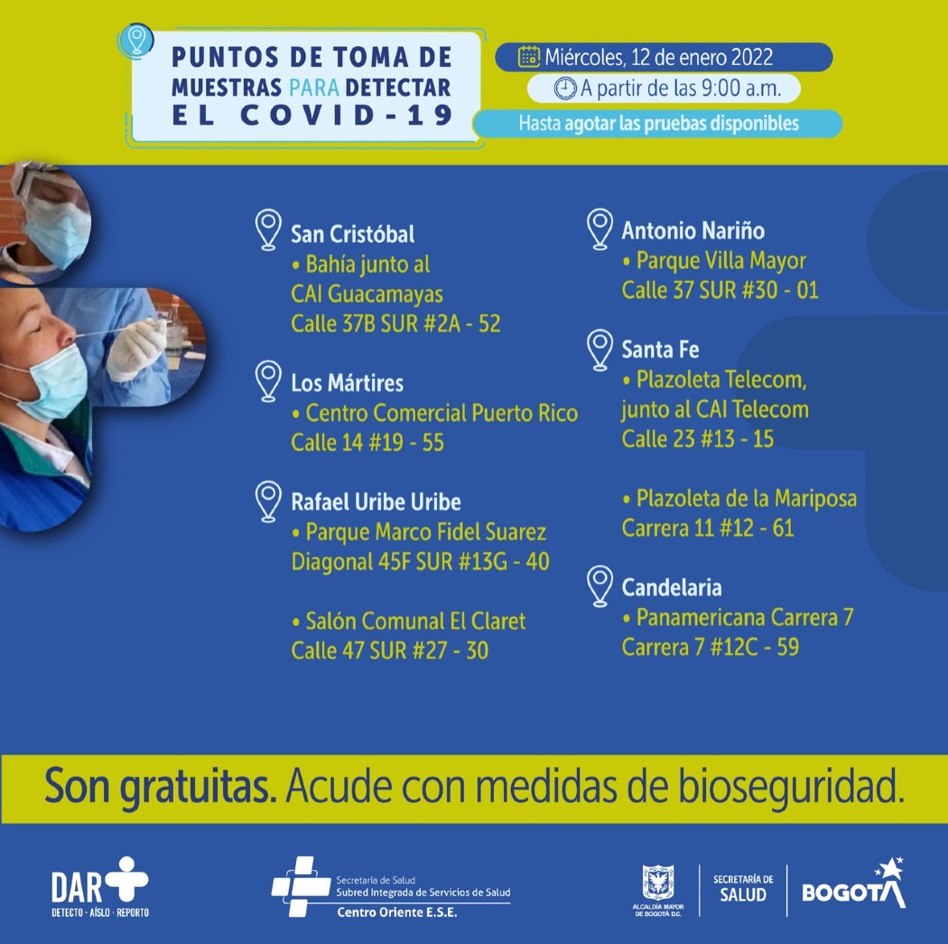 Pruebas pcr 12 de enero