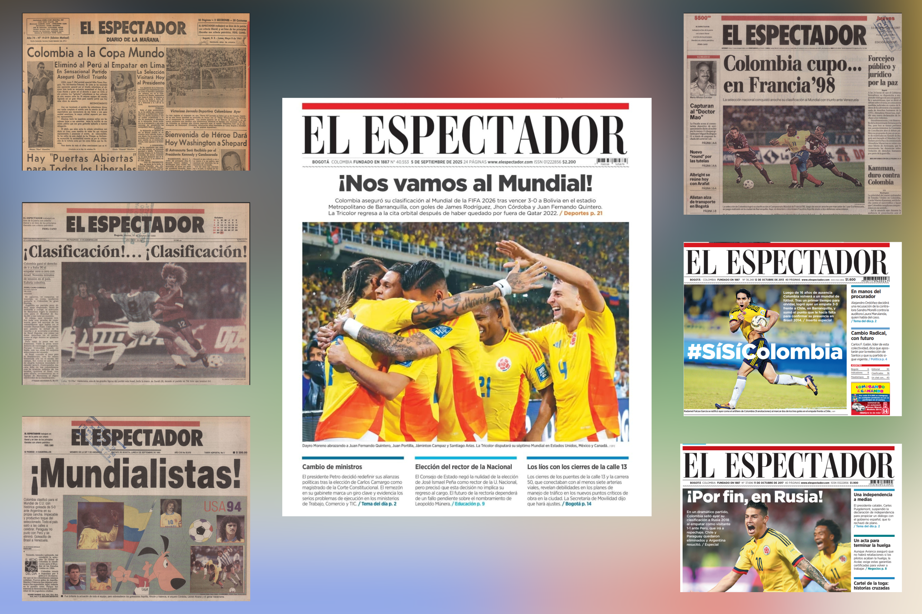 El Espectador y sus portadas de las siete clasificaciones a los mundiales