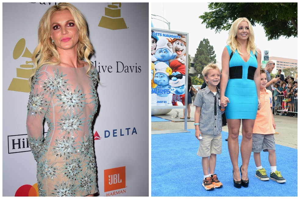 La cantante Britney Spears con sus hijos en 2013.