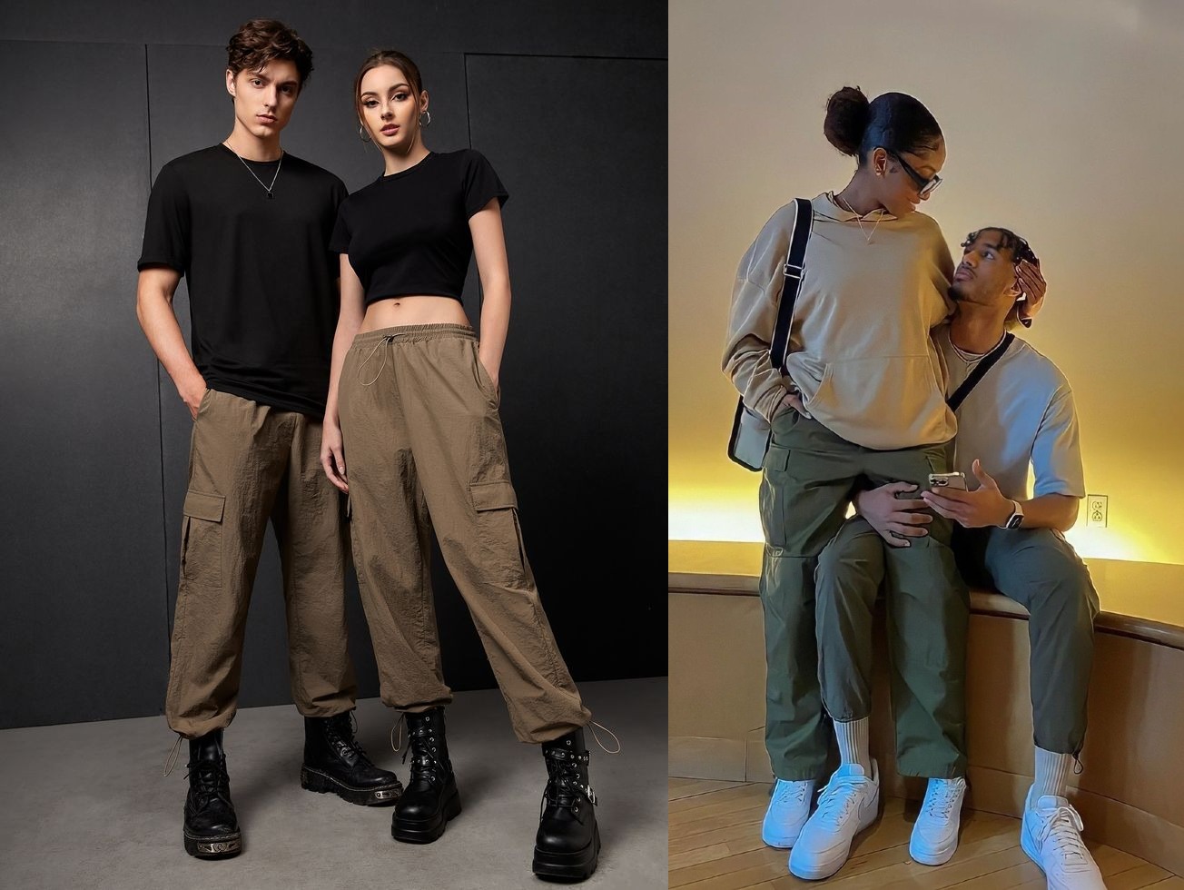 Para el toque twinning, elige ropa en tonos tierra que coincidan, como marrón, verde y beige. También puedes añadir accesorios como sombreros de ala ancha o mochilas de senderismo.