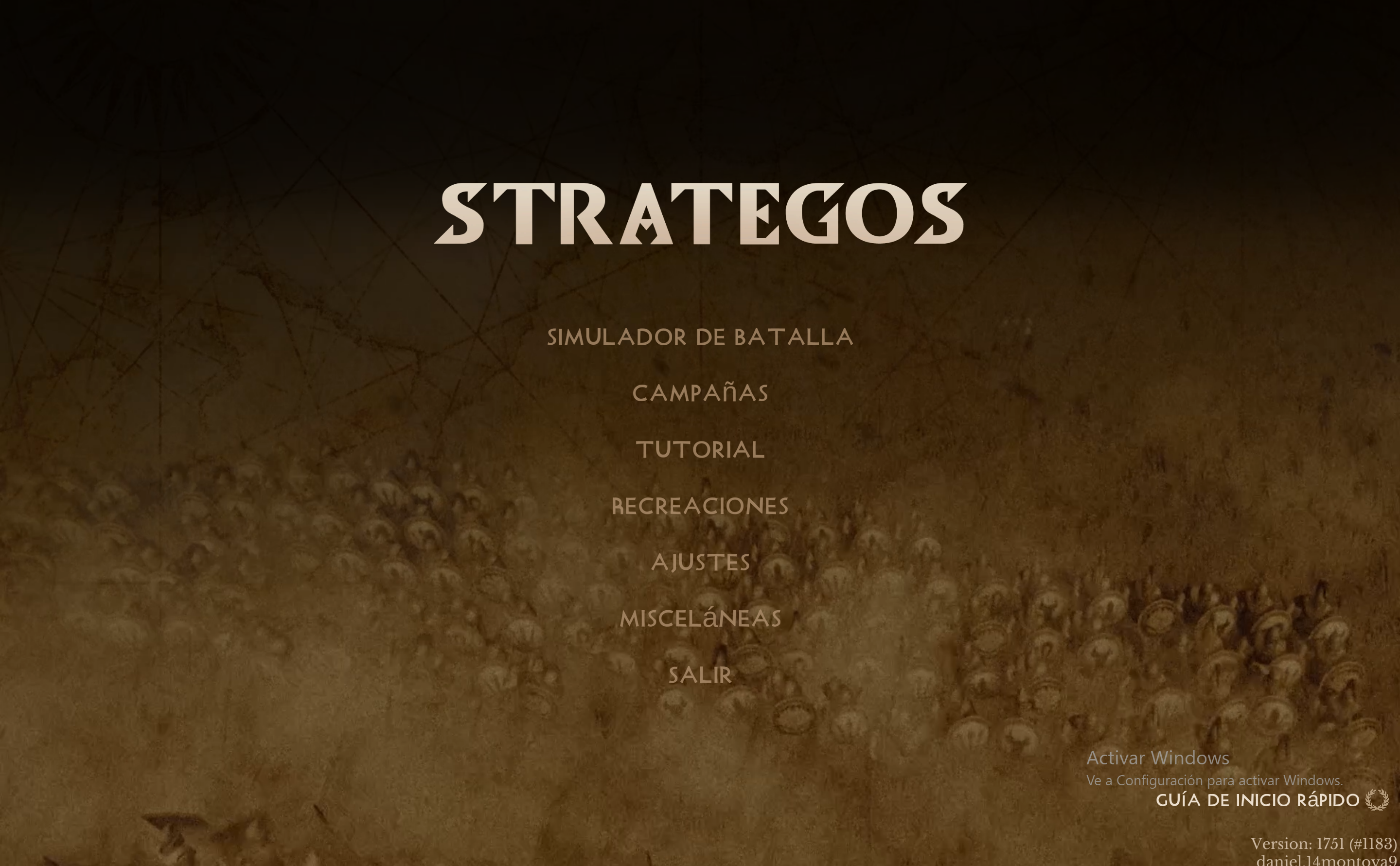 Los modos de juego disponibles son: "simulación de batalla", "campañas", "tutorial" y "recreaciones".