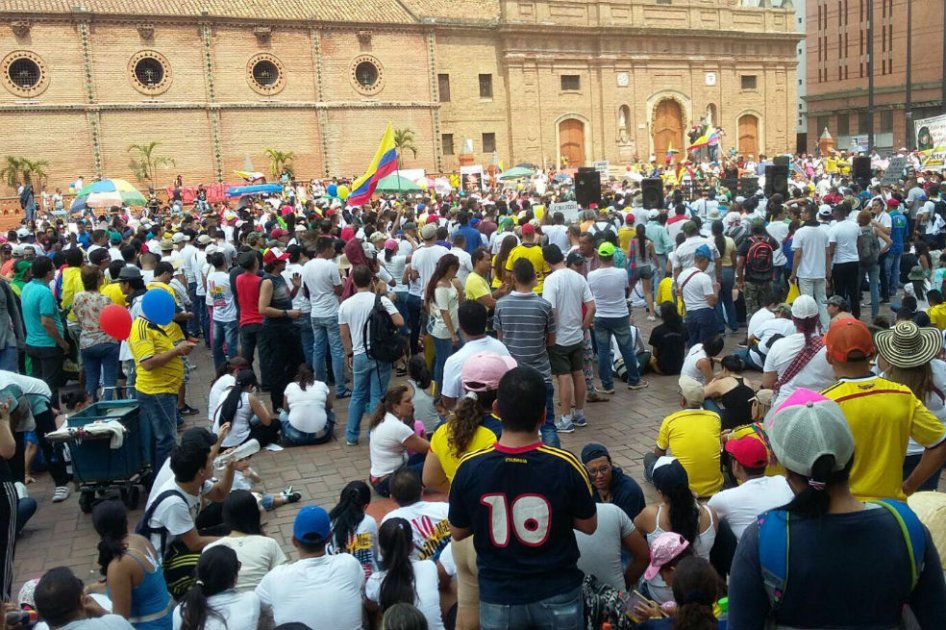 Concentración en la plazoleta San Francisco de Cali. /Archivo particular 
