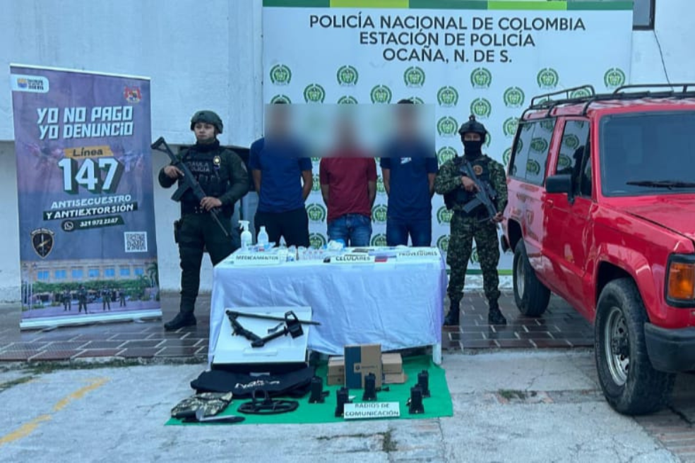 Tres disidentes de las Farc fueron capturados en Ocaña cuando transportaban armas