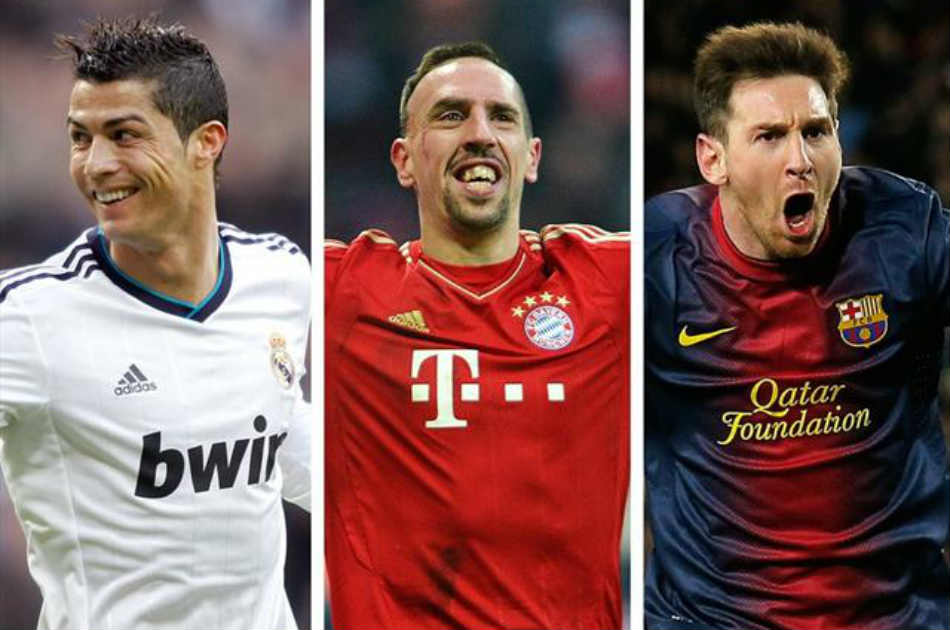 Ribéry, Messi y Ronaldo, finalistas al premio a Mejor Jugador en Europa