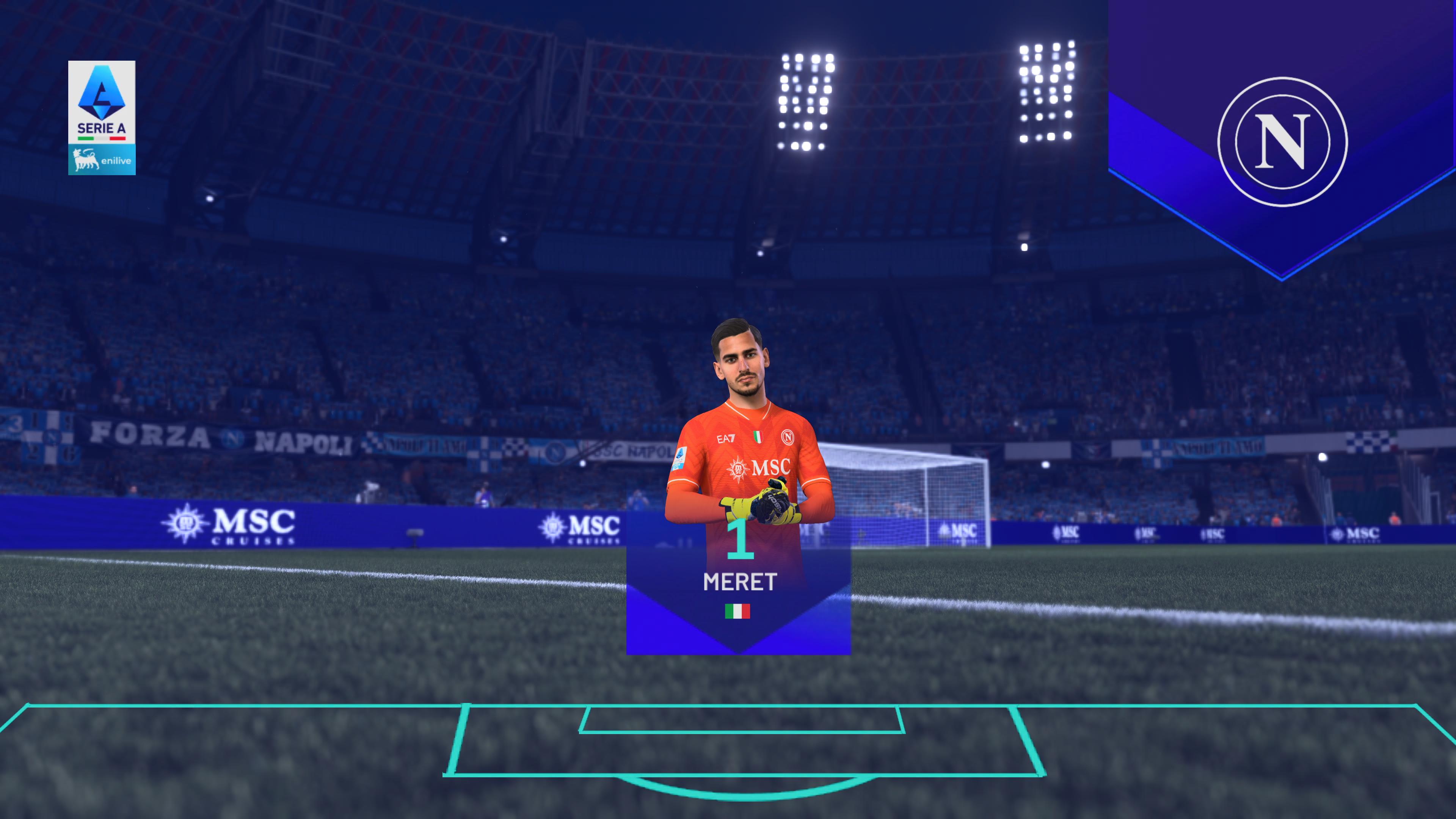 Alex Meret, arquero del Napoli, durante una presentación de partido en el EA Sports FC 26.