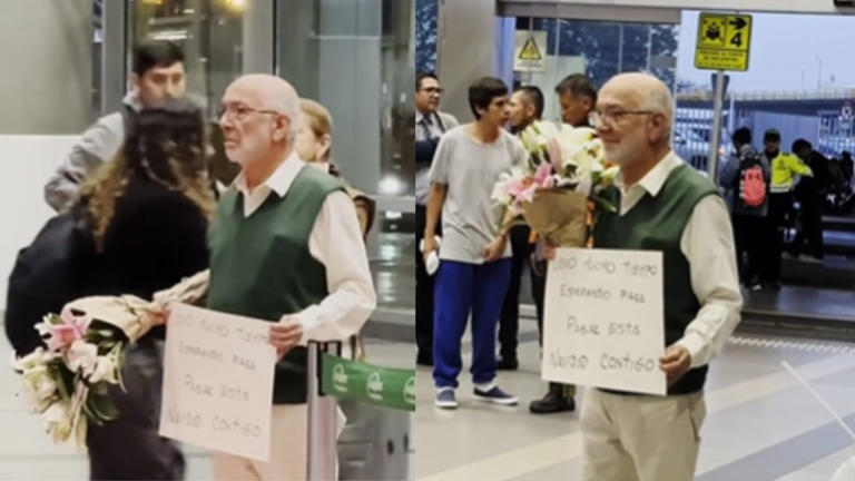 Emotivo video: adulto mayor esperando a su hija en el aeropuerto conmueve en redes