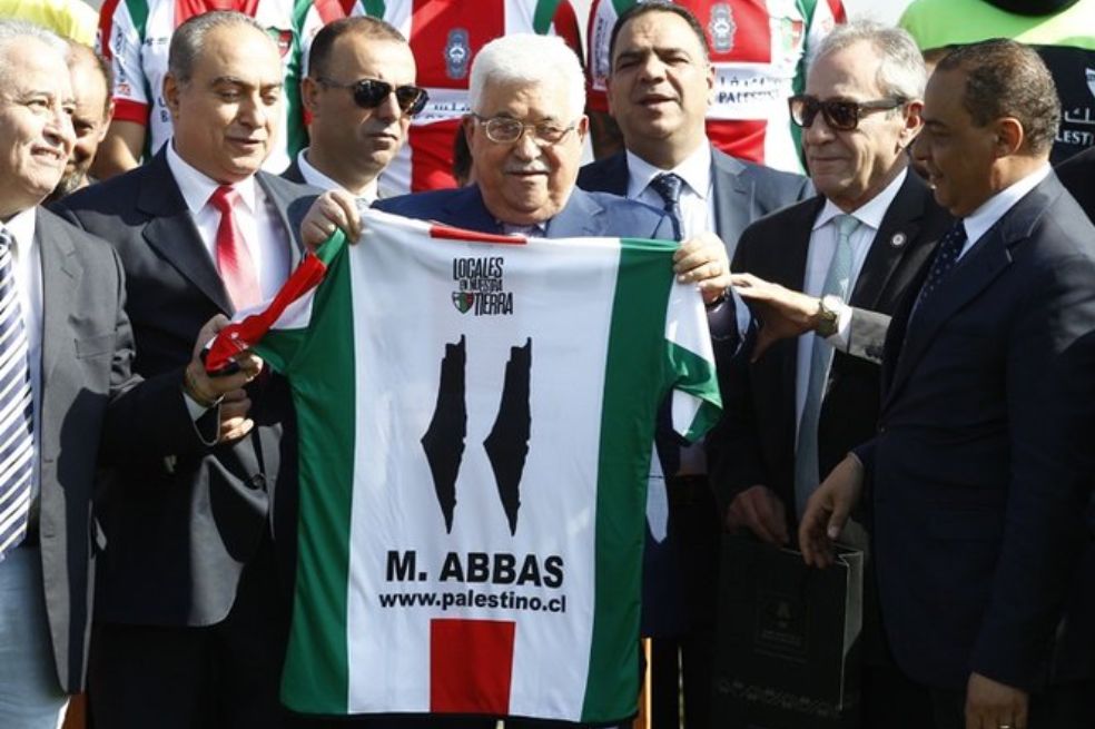 Mahmoud Abbas, presidente del Estado de Palestina, en su visita a La Cisterna, en 2018.