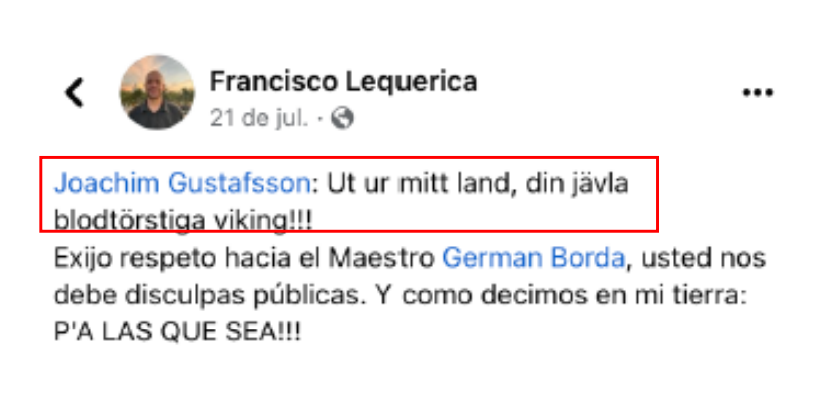 Estas fueron los mensajes que publicó Francisco Lequerica en Facebook.