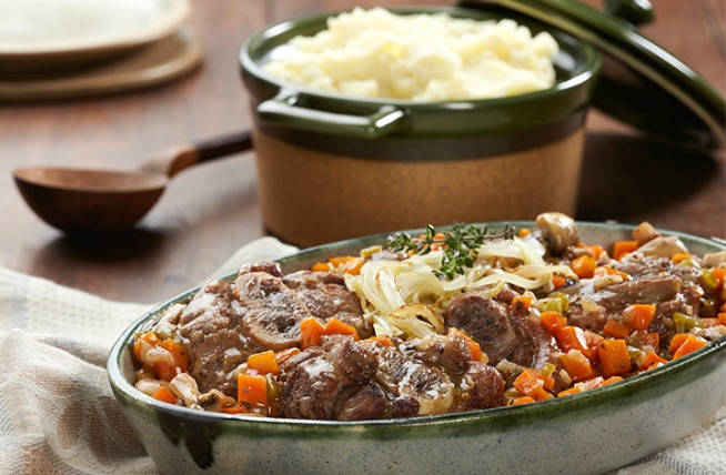 Ossobuco de cerdo estofado con cerveza