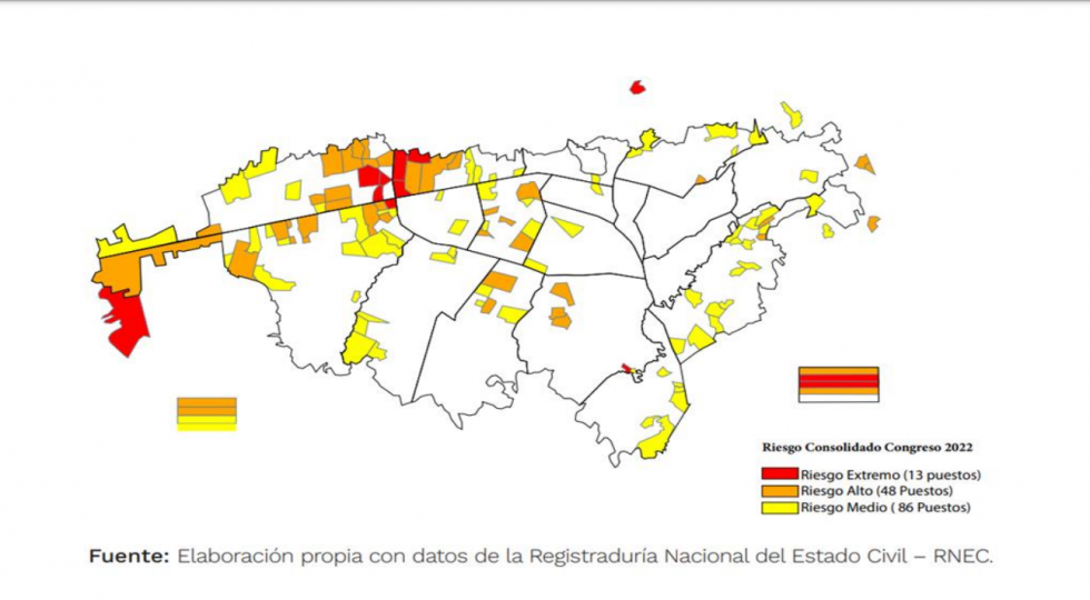 Mapa de Factores de Riesgo Electoral de Bogotá.