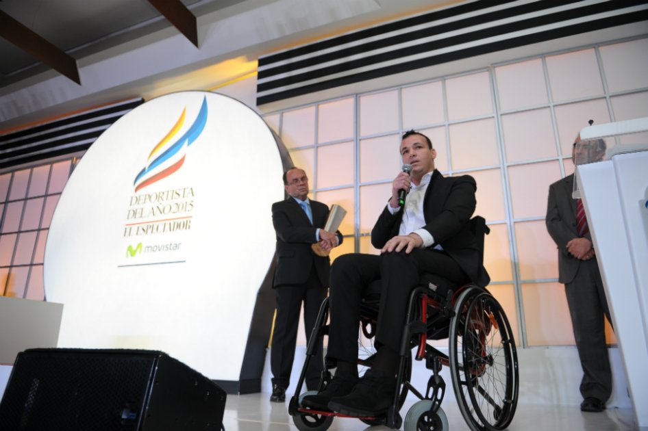 Alexis Viera durante su discurso en la ceremonia del Deportista del Año de El Espectador. / Cristian Garavito