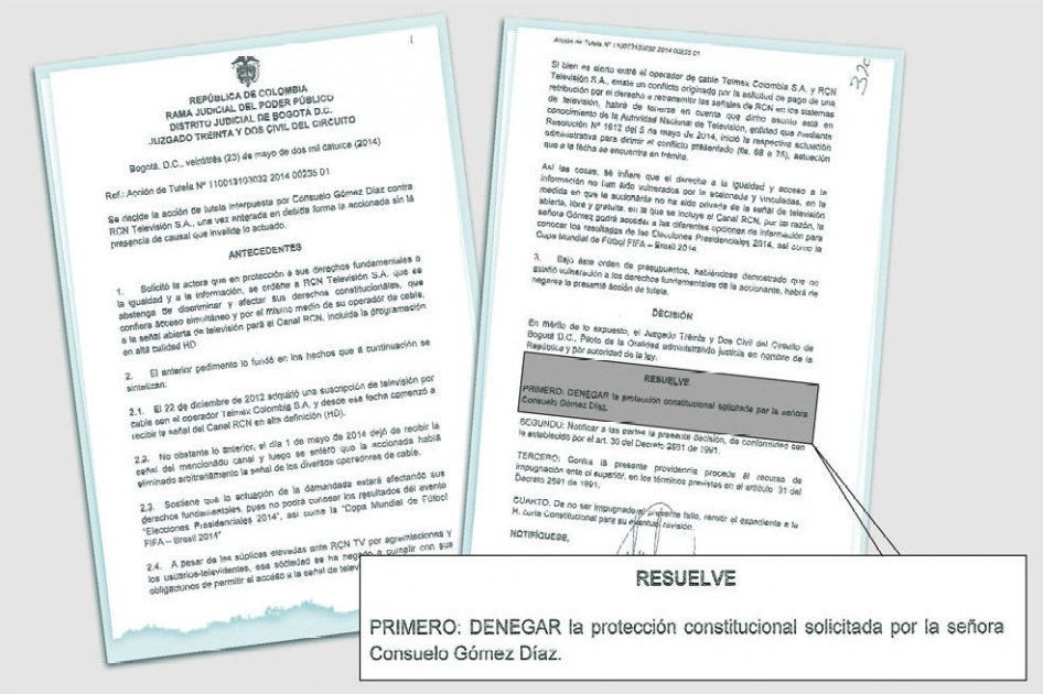 Facsímil de la decisión expedida por el juzgado 32 civil del circuito.