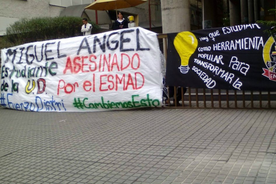 La muerte del estudiante Miguel Ángel Barbosa ha generado varias protestas este año en la Universidad Distrital / Facebook U. Distrital