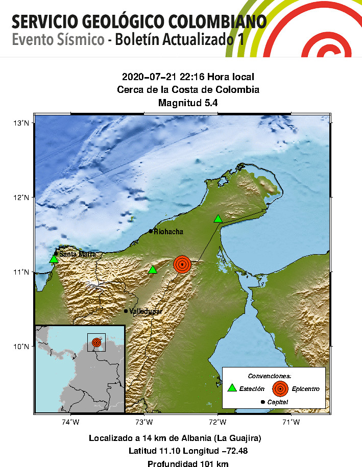 Temblor de magnitud 5,4 se sintió en vasta zona del país