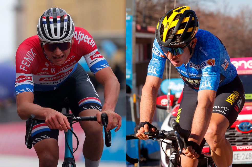 Mathieu van der Poel y Wout van Aert en la Milán San Remo