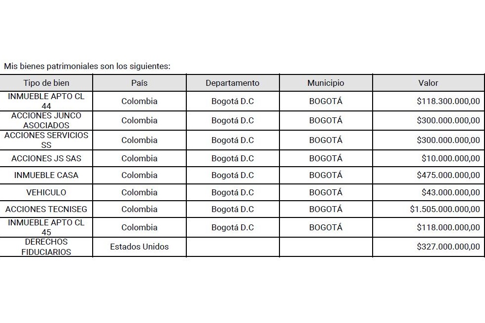Estos son los bienes patrimoniales declarados por Lisandro Junco, ante Función Pública, el 4 de septiembre de 2021. No se observa su sociedad Cyber Security Company, constituida en Delaware.