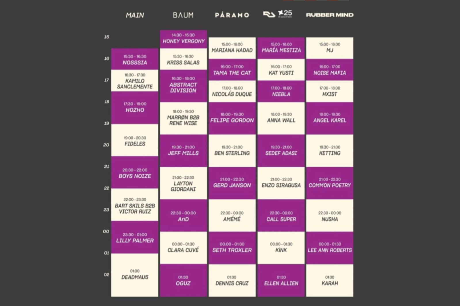 Horario día 2: sábado 25 de mayo.