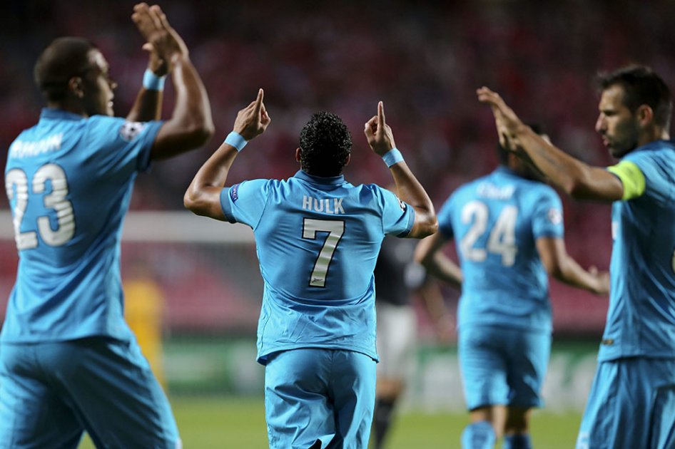Hulk lideró la sorpresiva victoria del Zenit contra el Benfica