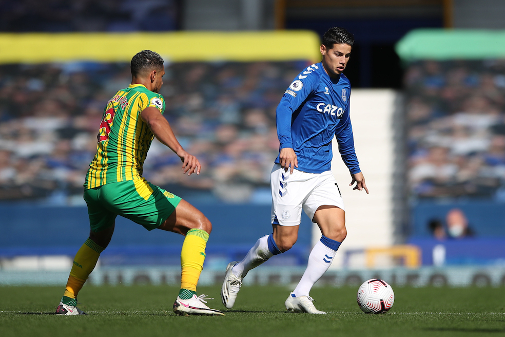 Primer gol de James en Inglaterra en la victoria del Everton ante el West Bromwich
