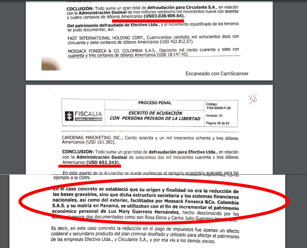 Escrito de acusación contra Luz Mary Guerrero por los Panama Papers.