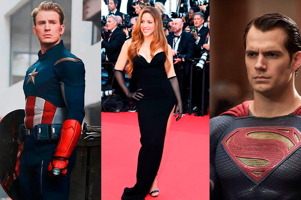 Shakira entre dos superhéroes. Henry Cavill y Chris Evans la siguen en Instagram